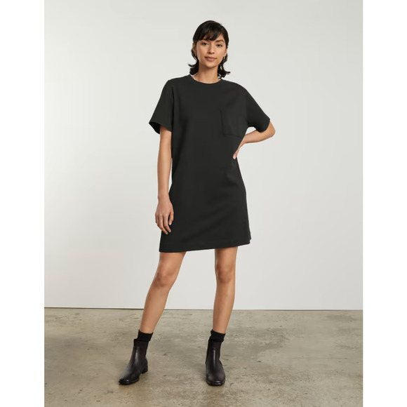 Everlane The Weekend Tee Dress XS Black Short Sleeve Cotton NWT - Picture 1 of 8
